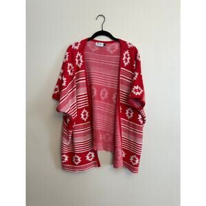 Jon & Anna Red Southwestern Kimono Cardigan L/XL Boho Open Front